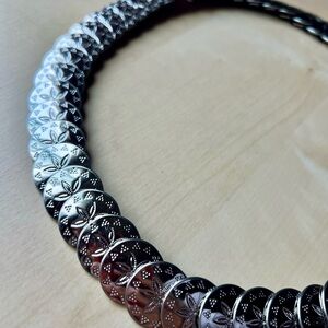 Silver Metallic Sand Dollar Medallion Cinch Belt Retro Boho One Size